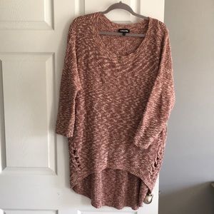 Express Hi-Low Lace-Up Sweater